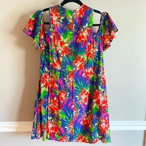 Umgee Cold Shoulder Floral Dress-Size S